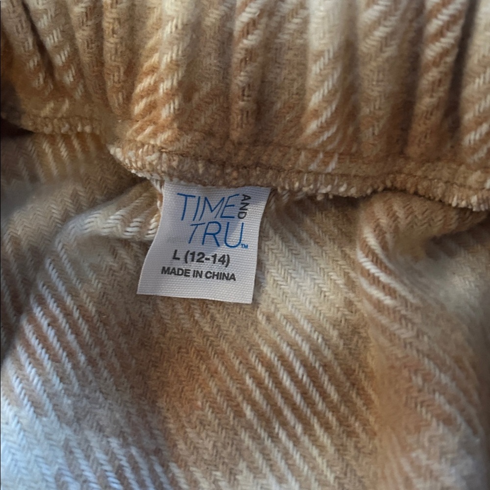 TIME and TRU Brown Plaid Faux Wrap Fringed Flannel Skirt L (12-14) NWT - Picture 7 of 9